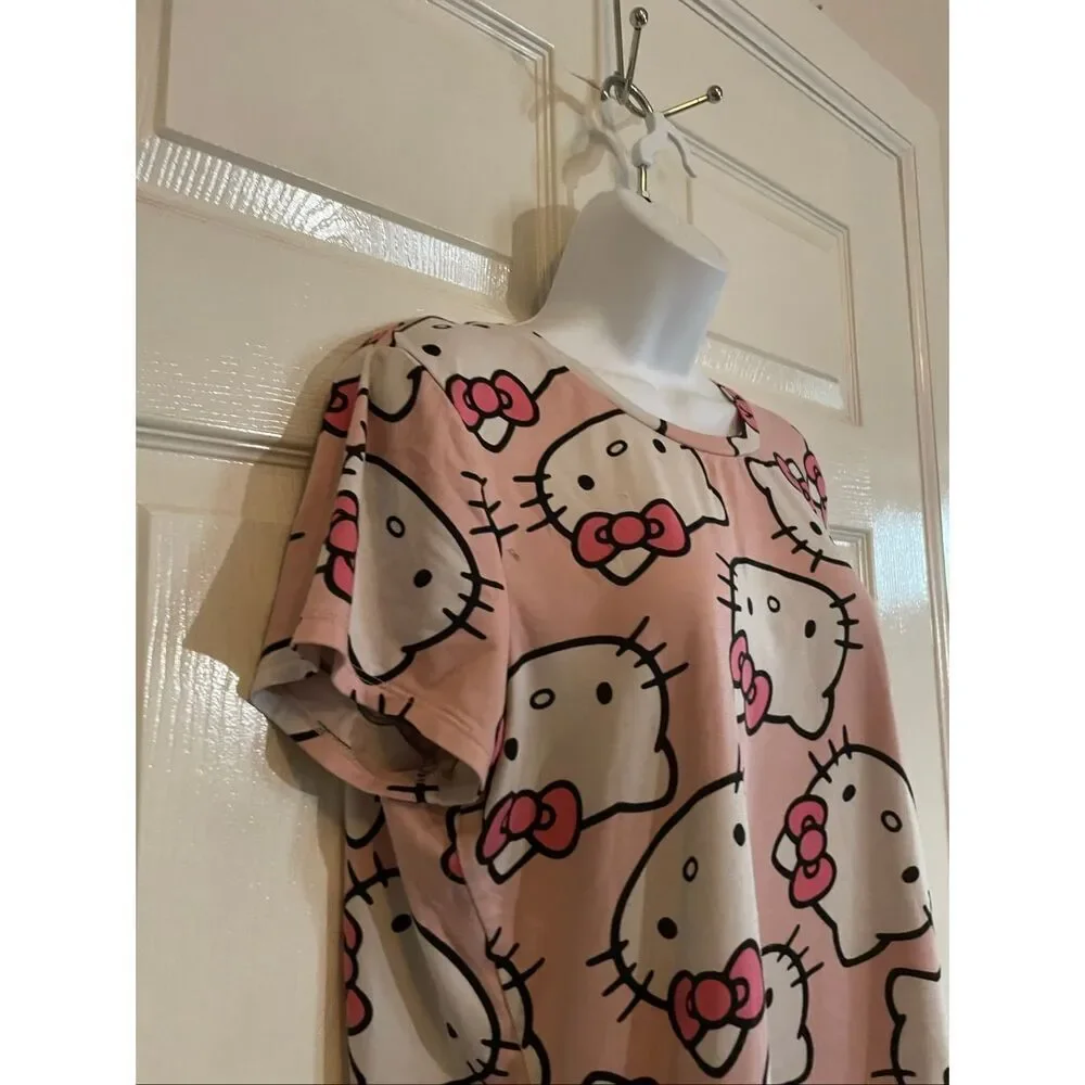 Sanrio Medium Hello Kitty Nightgown Pajama Dress Lounge Wear Pink